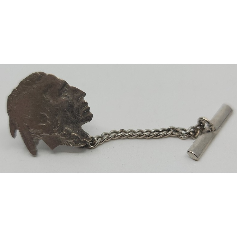VINTAGE UNIQUE HANDMADE INDIAN HEAD NICKEL LAPEL PIN ANTIQUE ESTATE FIND